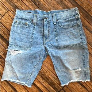True religion Men's Light Blue Denim Shorts